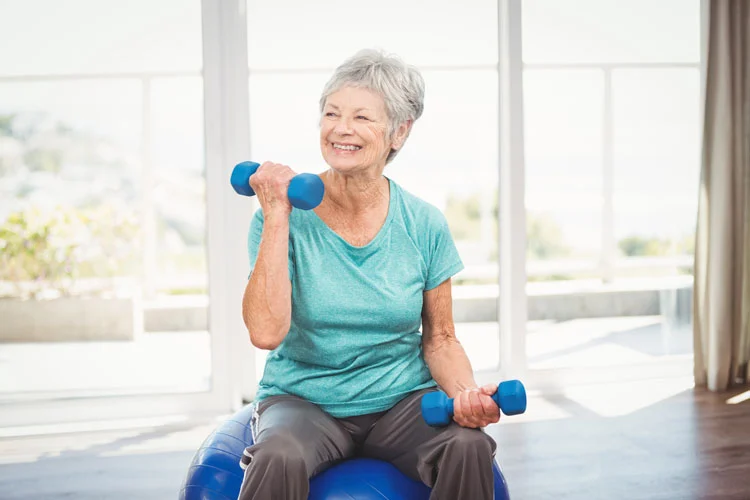 an old person doing physical activity