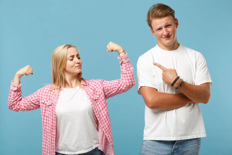 health couples flexing muscles