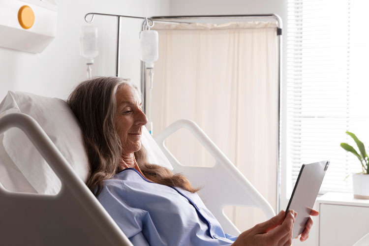 female patient getting iv therapy treatment