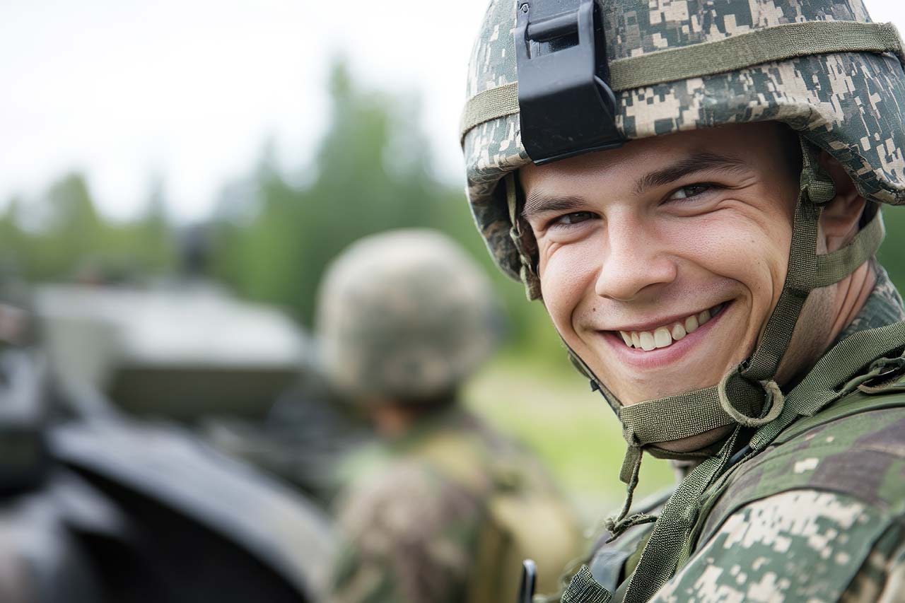 Smiling man in army