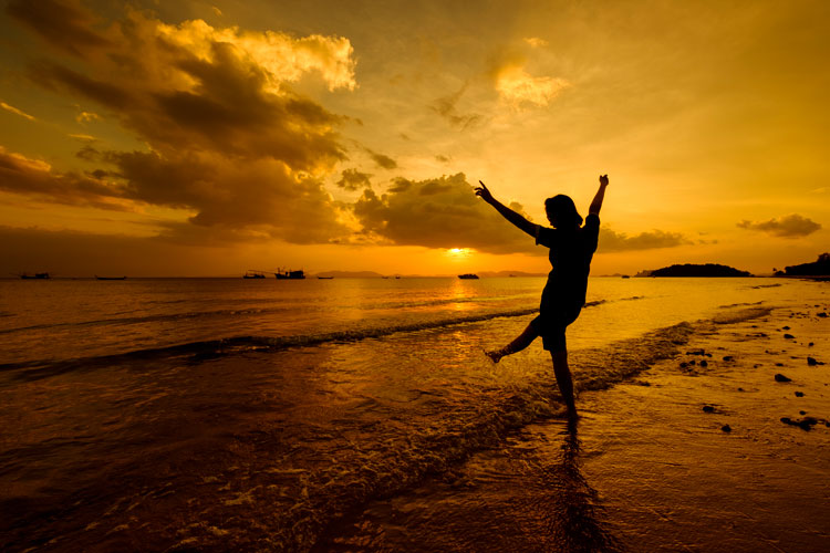 happy woman on the beach