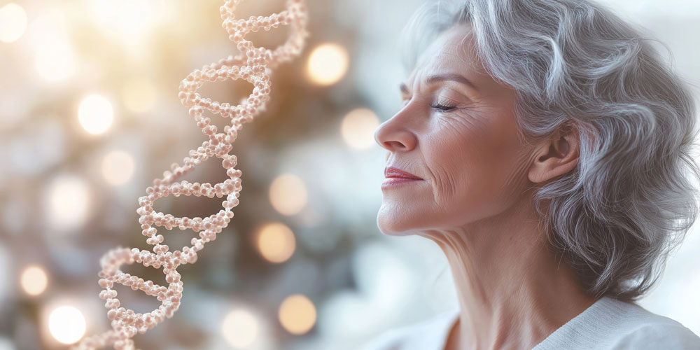 aged woman and dna background